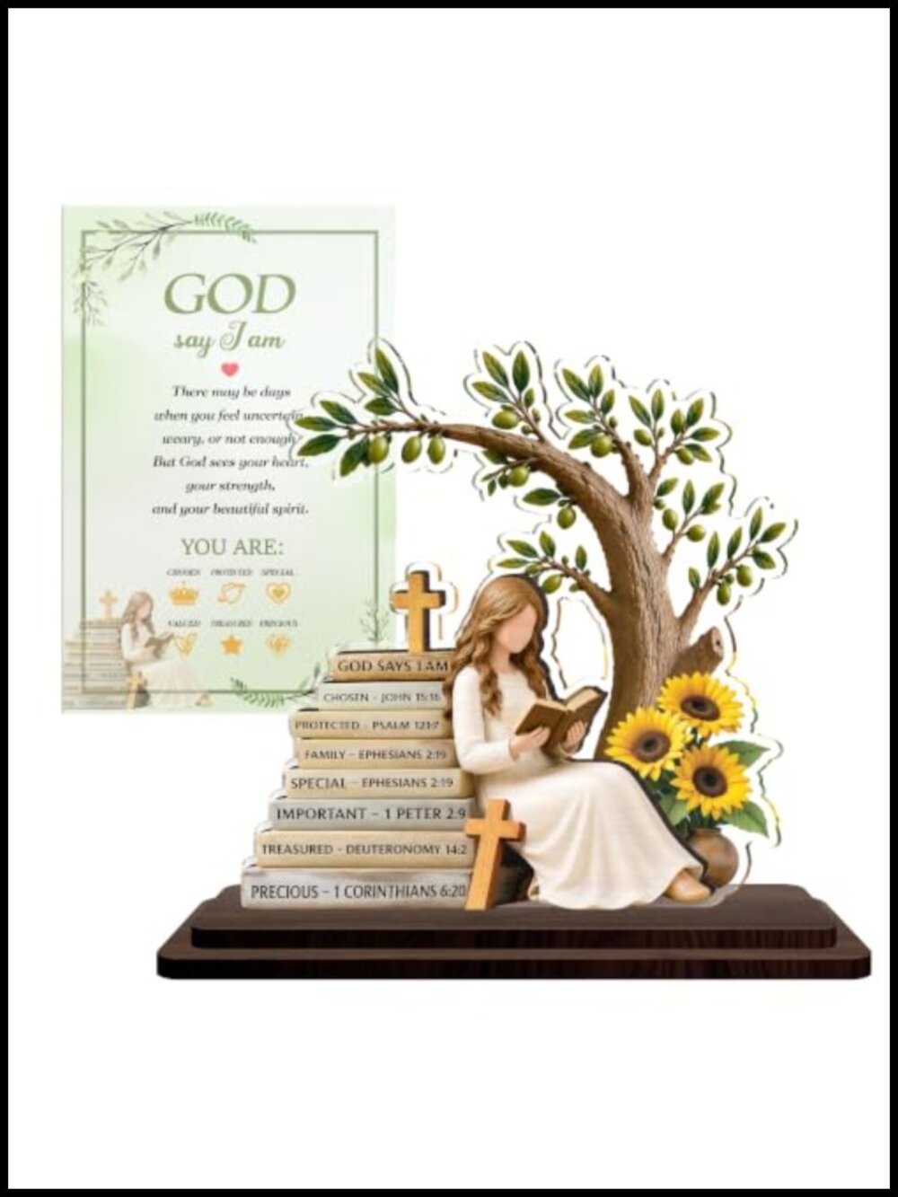 Wood Acrylic Bible Verse Desk Decor Christian Gift Plaque
